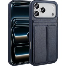 FLAMENKO iPhone 17 Pro Kılıf Pu Deri Kartlıklı Zore Sevilla Kapak - Lacivert