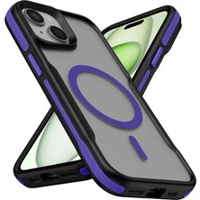 FLAMENKO iPhone 14 Kılıf M-Safe Şarj Özellikli Renkli Kenar Airbag Şeritli Zore Lamer Kapak - Mor