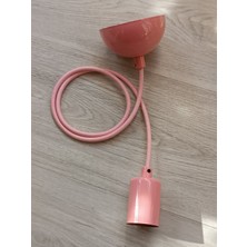 Allians E27 Fransız Pembe Renk Duy, Kılıflı, 1 Metre Kumaş Kablo, Tavan Kanca