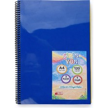 A4 Spiralli Pvc Kapaklı 3+1 Bölmeli Defter 120 Yaprak 3 Kareli + 1 Çizgili Lacivert