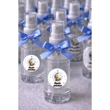 Gmt Ambalaj Ay Üzerinde Uyuyan Ayıcık Mavi Bebek Mevlüd Etiketi 4x4 cm Yapışkanlı Yuvarlak İsim Etiket 50 Adet