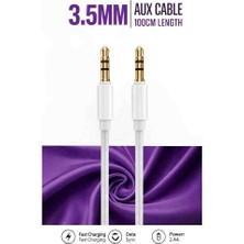 Esmer Bilişim 3.5mm Aux Kablo 1m Gold Uçlu Örgülü Ses Kablosu Telefon Araç Hoparlör Uyumlu