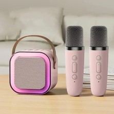 TeknolojiSA K12 Rgb Işıklı Mini Karaoke Seti Bluetooth Hoparlör Çift Mikrofonlu Ses Değiştirme Özellikli