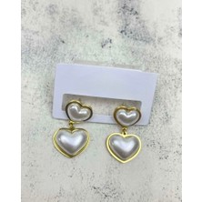 Taqi'm Jewelry Gold Incili Kalp Çelik Küpe