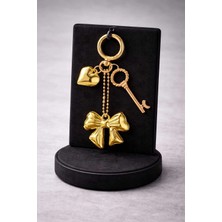 Mdm Style Gold Fiyonk & Rose Gold Anahtar Charm Anahtarlık ve Çanta Aksesuarı