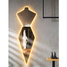 Nilisis LED Işıklı Kübik Duvar Aynası, LED Aydınlatmalı 110 cm Boy Aynası, Özel Tasarım Ayna