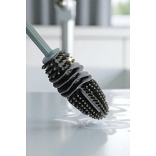 Katilus Silikon Bardak ve Kavanoz Yıkama Fırçası Uzun Saplı  28 cm Gri Temizleme Fırçası Biberon Yıkama Fırçası