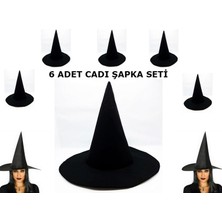 Zero Land Hnrlishp Siyah Cadı Şapkası Keçe Yetişkin Boy 6 Adet