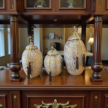 Sleep Nova Imperial Grace Gold Dekoratif Küp Seti – Üçlü Klasik Salon Konsol Üstü Lüks Obje Takımı