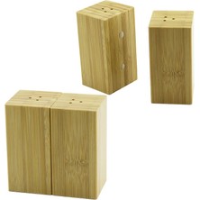 Go İthalat 4.5X5CM--Y:9CM   2pcs   Mıknatıslı Ikiz   Ahşap Bambu  Baharatlık - Tuzluk (5534)