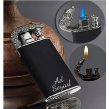 Bakım Marketi Kişiye Özel Timsah Figürlü Çift Alev Gazlı Çakmak Ejderha Alevi Özel Kutusunda