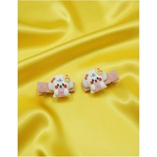 Nati Co Minimalist Panda Karakterli Pembe Bebek Saç Aksesuarı (2 Adet)