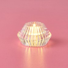 Krd Home Yuvarlak Kristal Pilli Mum - Şeffaf - 4X7X7 cm