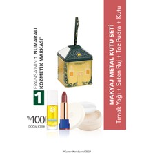 Yves Rocher Makyaj Metal Kutu Seti – Toz Pudra 8.5 gr & Tırnak Yağı 5 ml & Saten Gül Kurusu Ruj 3.7 gr