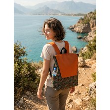 Kanvas Sırt Çantası Su Geçirmez Tropikal Desenli Gizli Bölmeli ve Çok Gözlü Organizer Çanta Unisex