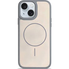 Ennar iPhone 15 Uyumlu Magsafe Destekli Premium Soft Silikon Kılıf Gri