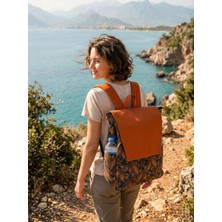 Kanvas Sırt Çantası Su Geçirmez Tropikal Desenli Gizli Bölmeli ve Çok Gözlü Organizer Çanta Unisex