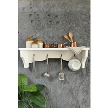 İda Wooden Dekoratif Terek -  Duvar Rafı & Askılık – 4 Askılı Dekoratif Mutfak ve Antre Tereği - Rafı