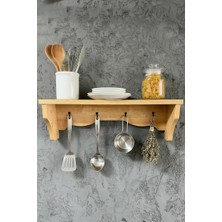 İda Wooden Dekoratif Terek -  Duvar Rafı & Askılık – 4 Askılı Dekoratif Mutfak ve Antre Tereği - Rafı