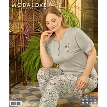 Royam Modalove Kadın Battal Bambu Viskon Kumaş Kısa Kol Pijama Takımı