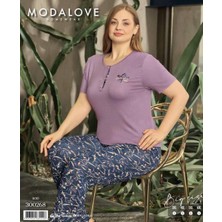 Royam Modalove Kadın Battal Bambu Viskon Kumaş Kısa Kol Pijama Takımı