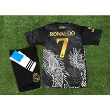Legent Lady R.madridd 2023/24 Sezon Dragon Desenli Cristiano Ronaldo Konsept Çocuk Forması 3'lü Set (Black)