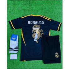Legent Lady R.e.a.l M.a.d.r.i.d 2024/25 Yeni Sezon Cristiano Ronaldo Konsept Çocuk Forması 4'lü Set (Black-Gold)