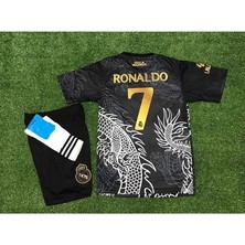 Legent Lady R.e.a.l Madrid 2023/24 Dragon (Ejderha) Desenli Cristiano Ronaldo Çocuk Forması 3'lü Set (Black)