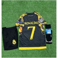 Legent Lady R.madridd 2024/25 Sezonu Cristiano Ronaldo Konsept Çocuk Forması 3'lü Set (Black-Yellow)