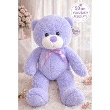 Aksoy Toys 50 cm Mor Renkli Peluş Ayı Yumuşacık Dolgulu Pamuk Kumaş Uyku Arkadaşı