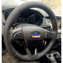 Hasbay Dikişli Direksiyon Kılıfı Nokta / Siyah Deri Siyah Dikişli F.ord Focus 2015-26 Arası Için