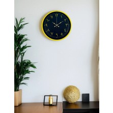 Epilons Mey Ithalat® 36 cm Sarı Dekoratif Arapça Rakamlı Duvar Saati