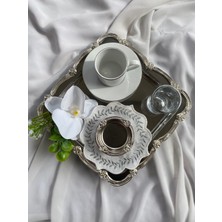 Zb Flowers Damat Kahve Tepsisi Gümüş Tepsi Nişan Tepsisi Damat Fincanı