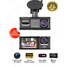 MPIA 1080P Full Hd Araç Içi Kamera Ön Arka ve Iç Kayıt 3 Kamera Gece Görüşlü Geniş Açı Garantili