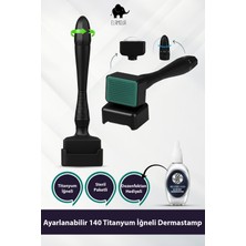 Elamour - Dezenfektan Hediyeli - 140 Titanyum Iğneli Ayarlanabilir Iğne Ölçülü(0.25-3.0mm) -Siyah Dermastamp