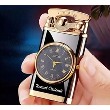 Bakım Marketi Kişiye Özel Isimli Saatli Jet Alev Rüzgar Geçirmez Çakmak