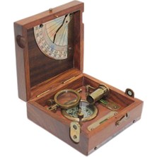 Özbience Şık Ahşap Kutulu Pirinç Pusula, 12X5 Cm, Dekoratif ve Zarif Tasarım