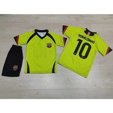 Legent Lady F.c B.a.r.c.e.l.o.n.a Ronaldinho Nostalji Çocuk Forması 3'lü Set (Neon)