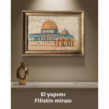 Zaytoon Sanatsal Mozaik Taş Paneli Kubbet-Üs-Sahra Altın Çerçeve P00050