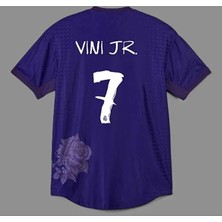 Legent Lady Vinicius Jr. 2023-24 Sezon Real Madrid Mor Güllü Özel Tasarımlı Yetişkin Forması