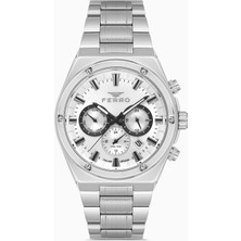 Ferro Gümüş Çelik Kordon Erkek Kol Saati FM11776A-A Tüm Fonksiyonları Aktif 3 Atm Su Geçirmez