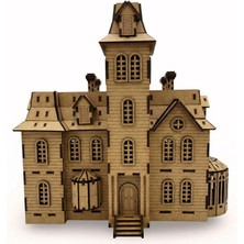 Algwood Addams House 266 Parça Büyük Ahşap Maket Gotik Tarzda Ahşap 3D Puzzle Ev Modeli MDF Malzemeden Üretilmiştir