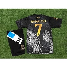 Legent Lady R.e.a.l Madrid 2023/24 Dragon (Ejderha) Desenli Cristiano Ronaldo Çocuk Forması 3'lü Set (Black)