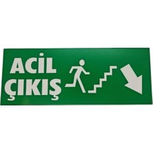 Acil Çıkış Levha Sol Aşağı– 12×30 cm – 5 mm Dekota – Acil Durum Yönlendirme Tabelası