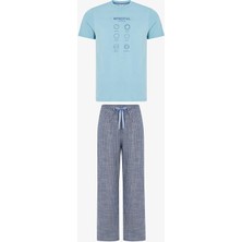 Penti Erkek Wellness Check Çizgili Kısa Kollu Pijama Takımı