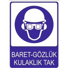 Baret Gözlük ve Kulaklık Tak Yüksek Kalite Dekota Baskı – 3 mm Forex Uyarı Tabelası 25 cm × 35CM