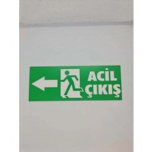 Acil Çıkış Tabelası – Yeşil Uyarı Levhası – Acil Durum Kaçış Yönü Işaret Levhası (12×30) Sol Taraf