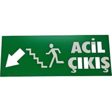 Acil Çıkış Tabelası – Yeşil Uyarı Levhası – Acil Durum Kaçış Yönü Işaret Levhası (12×30) Sol Aşağı