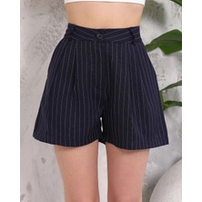 Zengezur Mall Hnrlishp Çizgili Düğmeli Şort Siyah S2551251 (Beden: L)