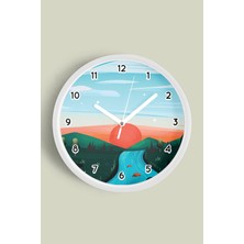 JHAAR Gün Batımı Nehir Modern Duvar Saati - Büyük XL 42 cm - Beyaz Kasa - Camlı Sessiz